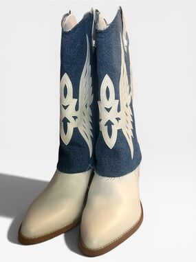 Guess Denim & Cream Women's Western Boots